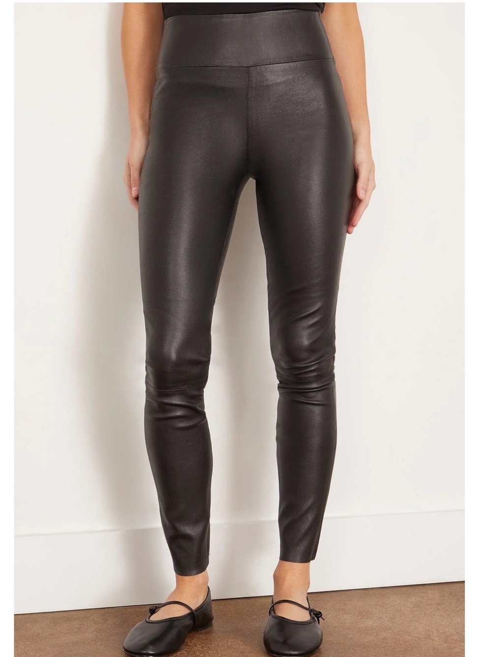 SPRWMN 100% Leather Black Leather Ankle Legging Size Medium Raw Hem